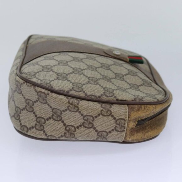 GUCCI GG Supreme Web Sherry Line Clutch Bag PVC Beige Red - Picture 4 of 16